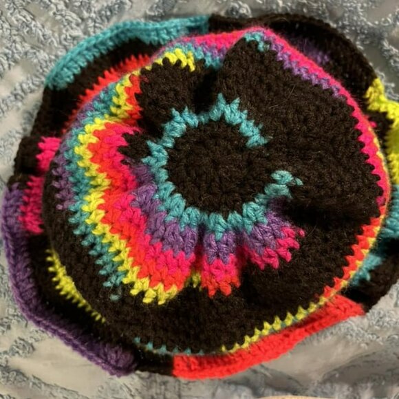 Adult Bucket Hat - New Handmade Neon and Black Toned - 8" Cap - 22"-27" Circumfe - Picture 3 of 5